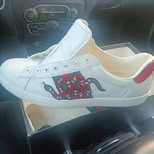 Men's Gucci ace sneakers snake size 12 white leather